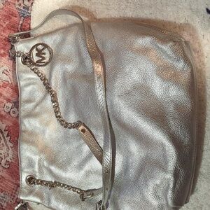 Michael Kors silver large satchel